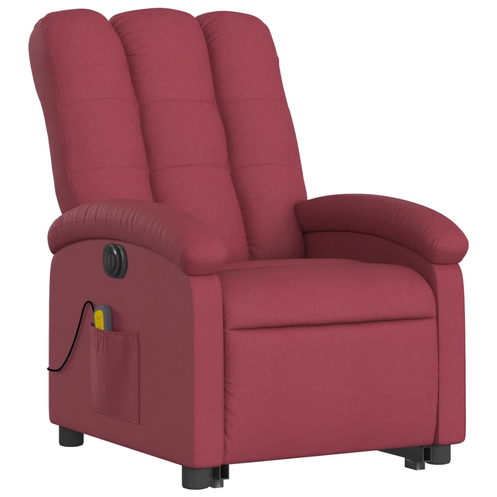 vidaXL Electric Stand up Massage Recliner Chair Wine Red Fabric