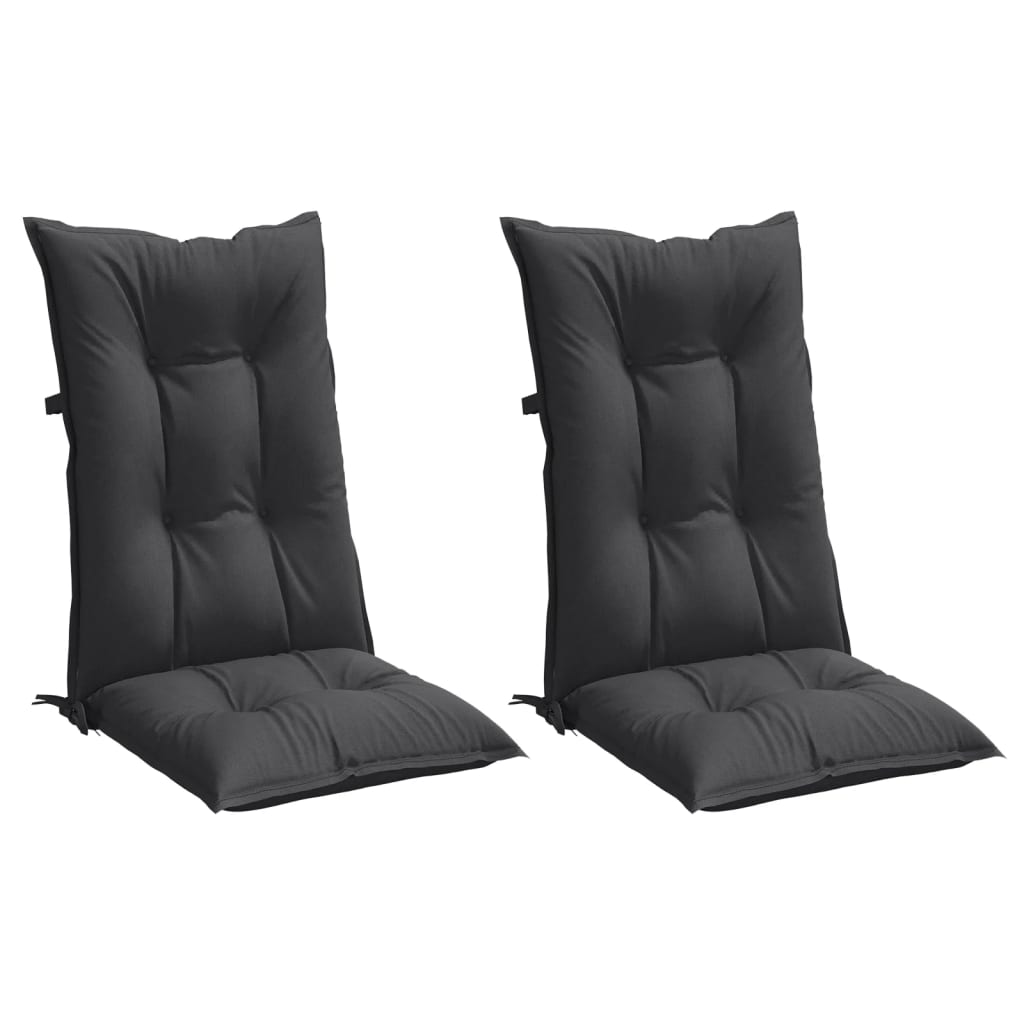 vidaXL Highback Chair Cushions 2 pcs Melange Anthracite 47.2"x19.7"x2.8" Fabric