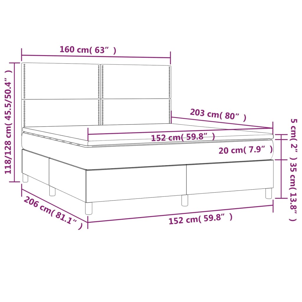 vidaXL Box Spring Bed with Mattress Light Gray Queen Fabric