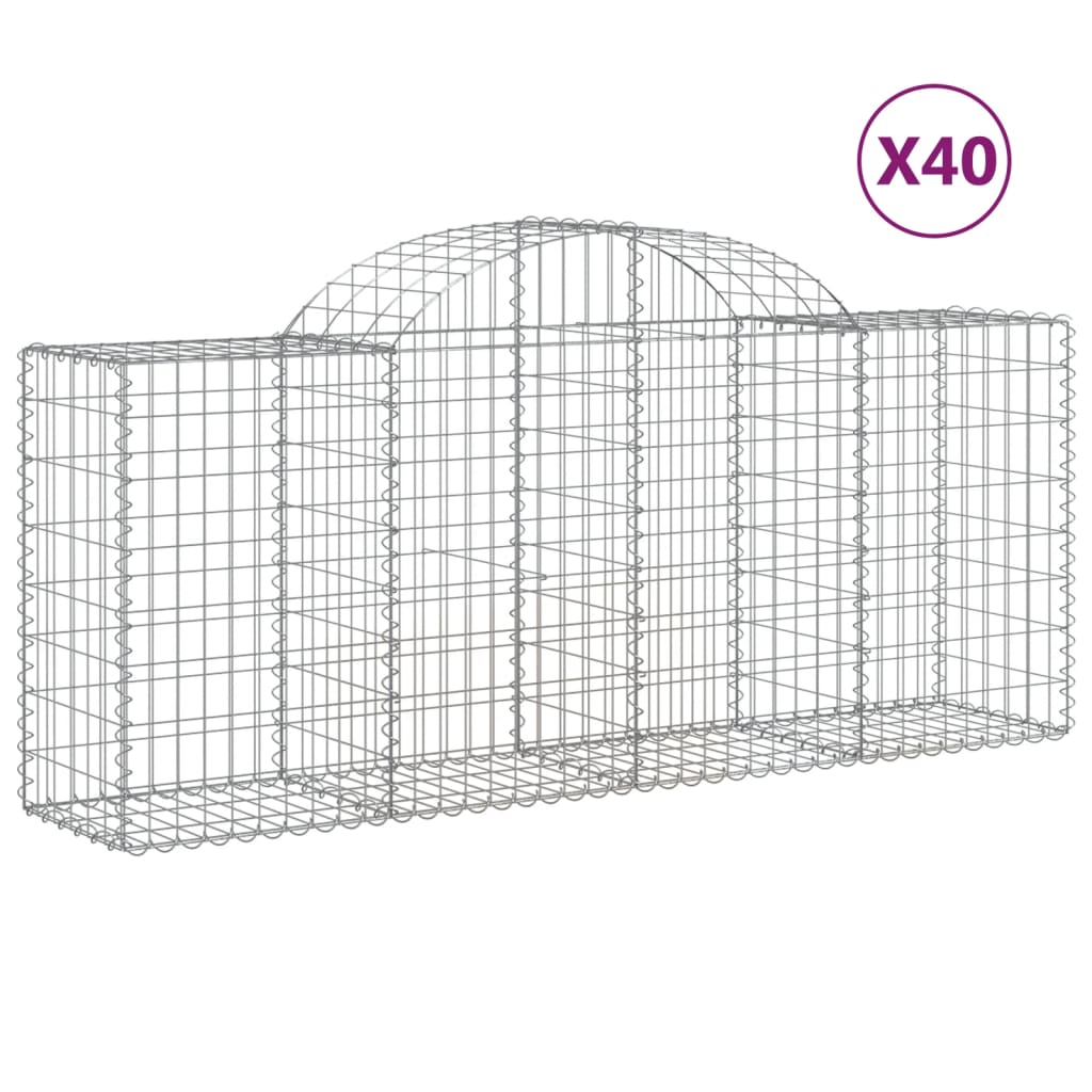 vidaXL Arched Gabion Baskets 40 pcs 78.7"x19.7"x31.5"/39.4" Galvanized Iron