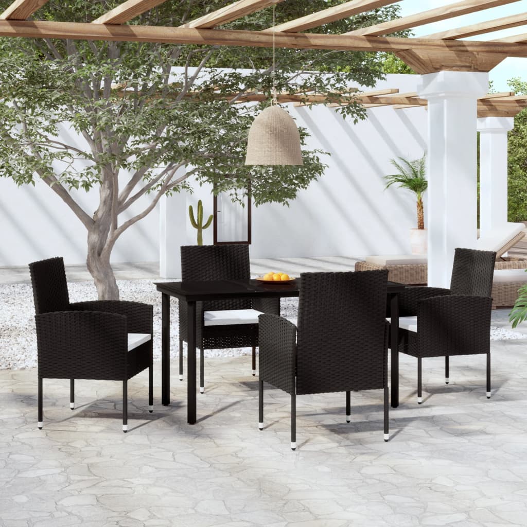 vidaXL 5 Piece Patio Dining Set Black