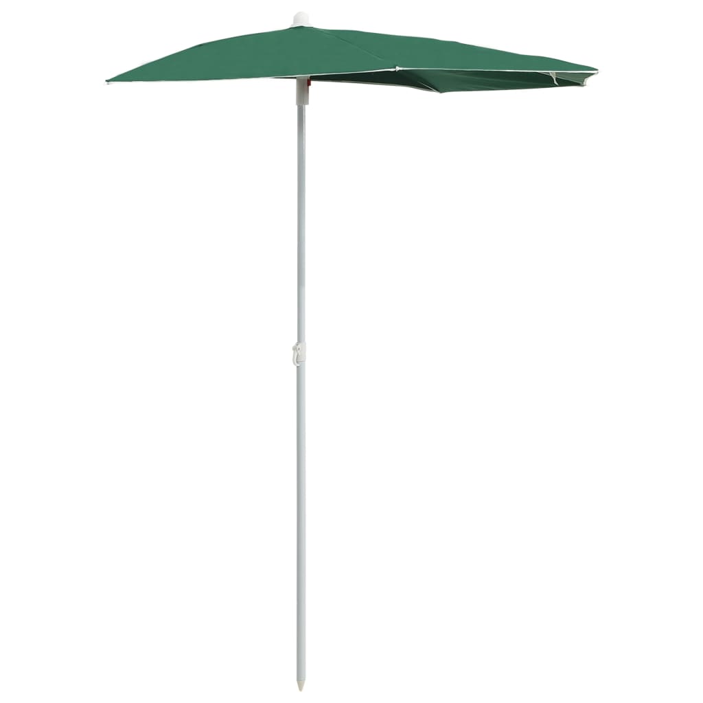 vidaXL Garden Half Parasol with Pole 70.9"x35.4" Green