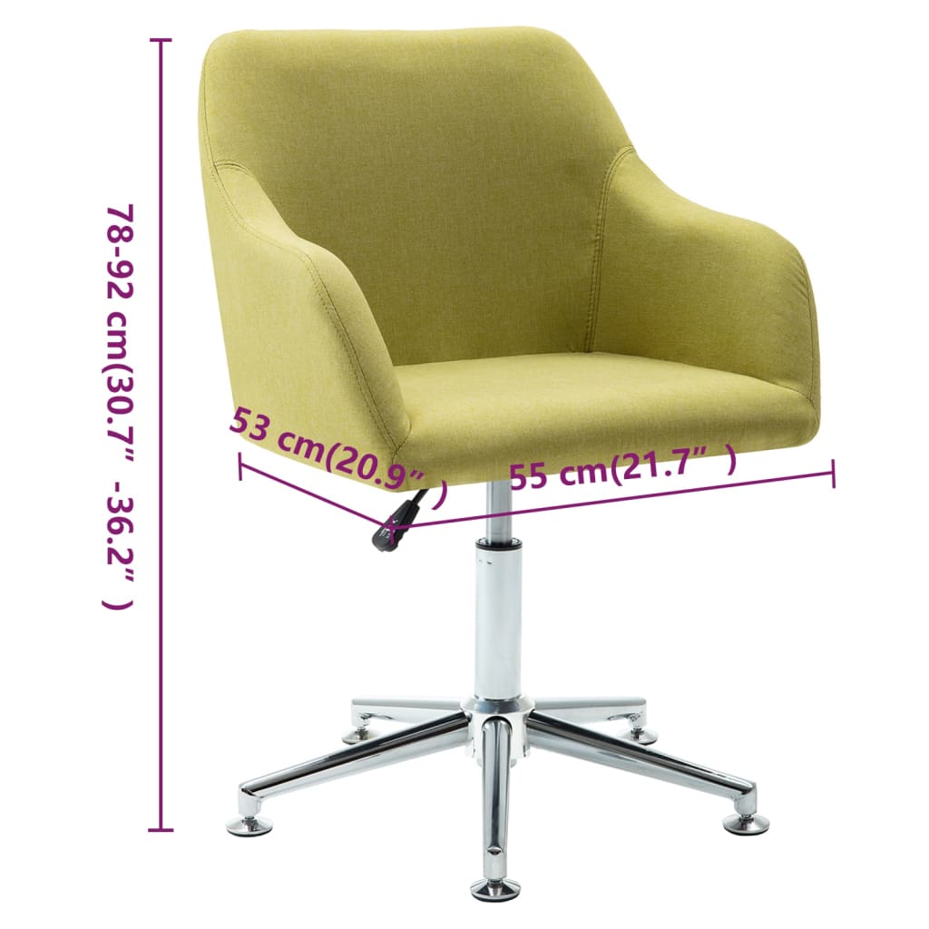 vidaXL Swivel Dining Chairs 2 pcs Green Fabric