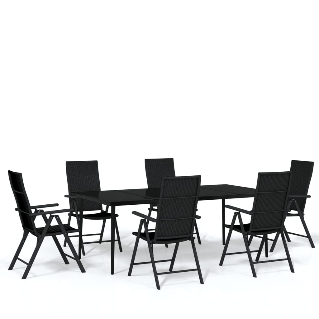 vidaXL 7 Piece Patio Dining Set Black