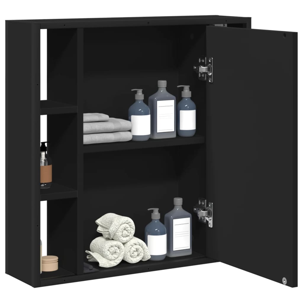 vidaXL Bathroom Mirror Cabinet Black 23.6"x6.3"x23.6" Engineered Wood