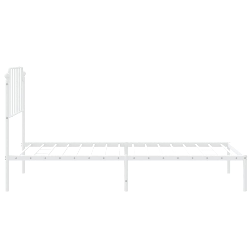 vidaXL Metal Bed Frame without Mattress with Headboard White 39.4"x78.7"