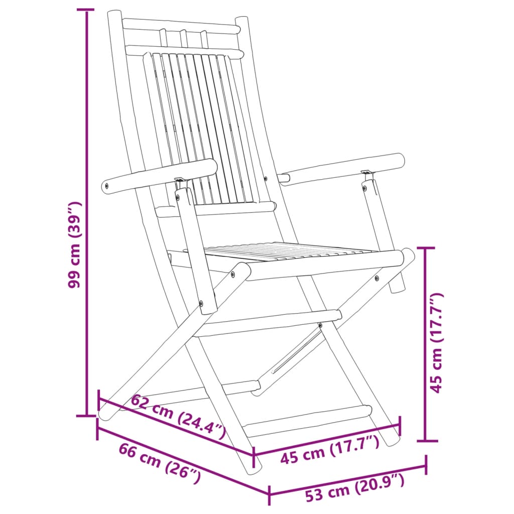 vidaXL 3 Piece Bistro Set Bamboo