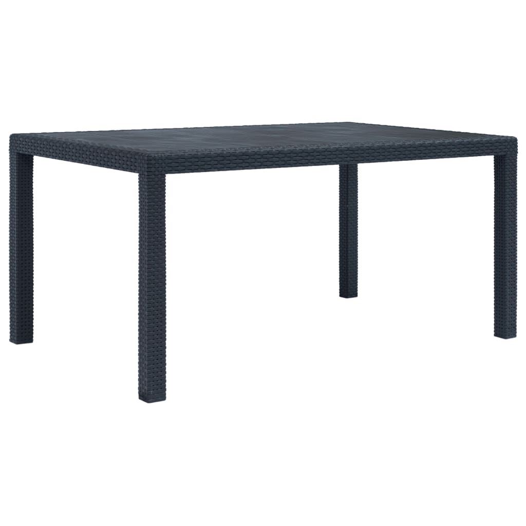 vidaXL Patio Table Anthracite 59"x35.4"x28.3" Plastic Rattan Look