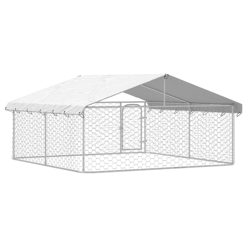 vidaXL Outdoor Dog Kennel with Roof 118.1"x118.1"x59.1"