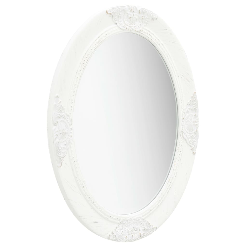 vidaXL Wall Mirror Baroque Style 19.7"x27.6" White