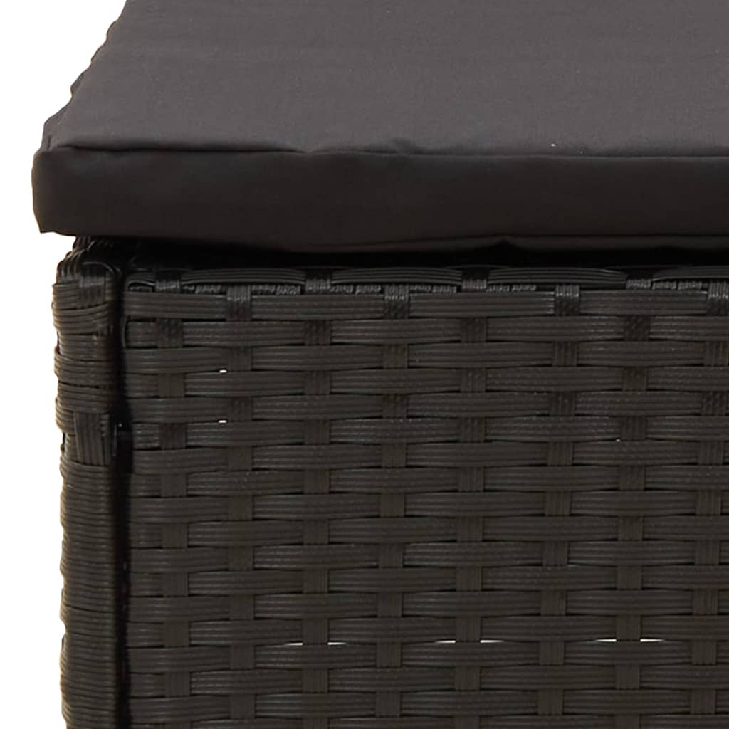 vidaXL Patio Footstool with Cushion Black Poly Rattan