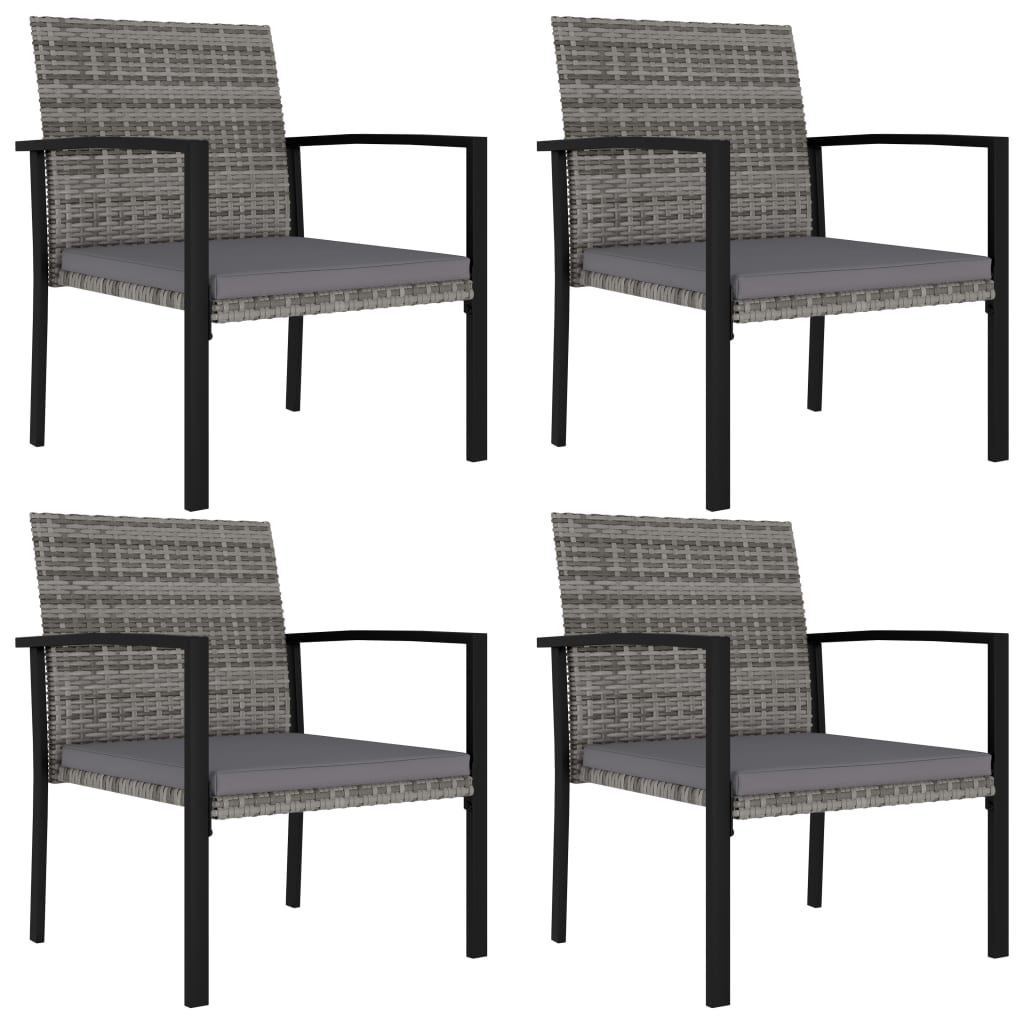 vidaXL 5 Piece Patio Dining Set Poly Rattan Gray