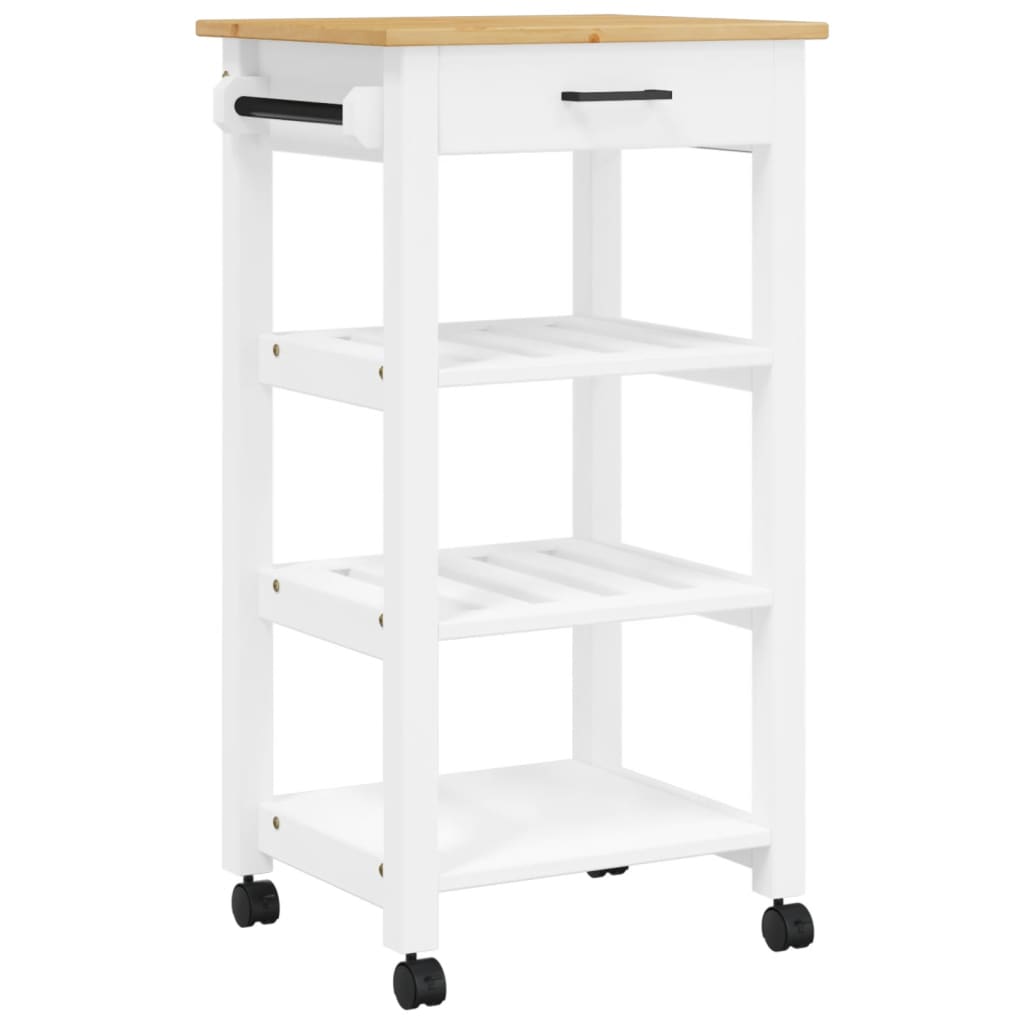 vidaXL Kitchen Trolley MONZA 18.9"x15.7"x35.4" Solid Wood Pine