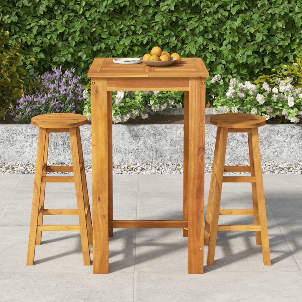 vidaXL 3 Piece Patio Bar Set Solid Wood Acacia