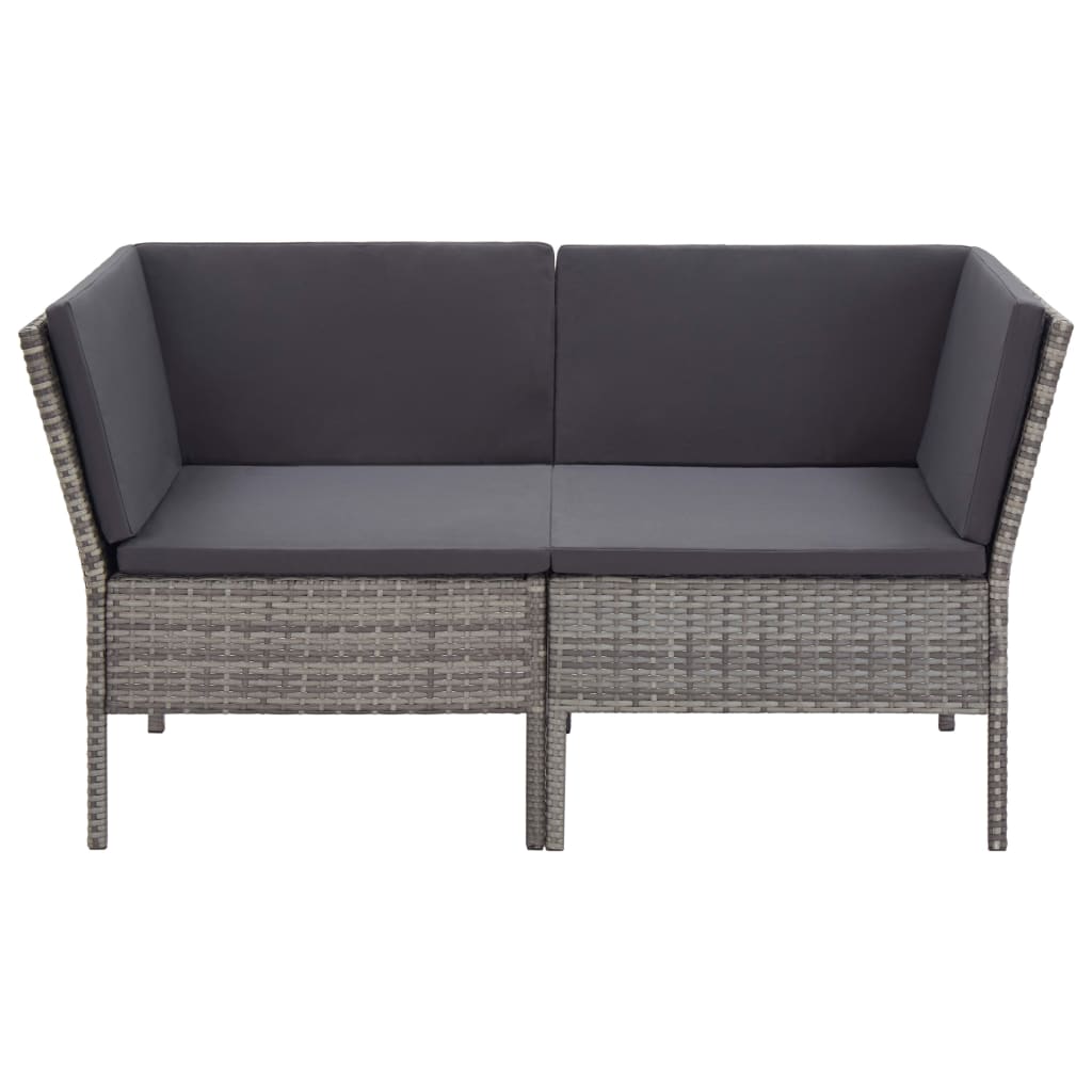 vidaXL 8 Piece Patio Lounge Set with Cushions Poly Rattan Gray