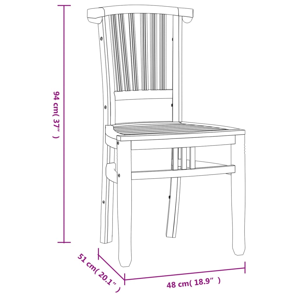 vidaXL 3 Piece Patio Dining Set Solid Wood Teak