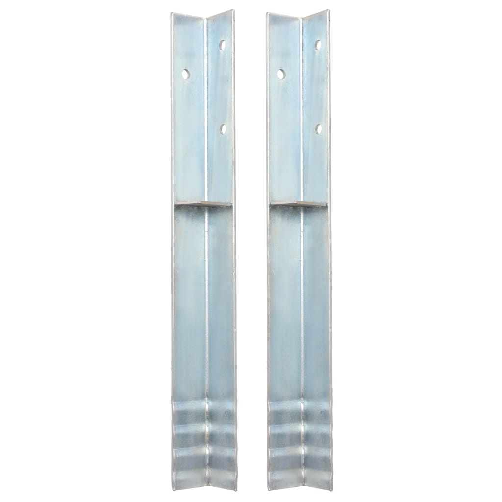 vidaXL L-shaped Ground Anchors 2 pcs Galvanized Steel 2"x2"x19.7"