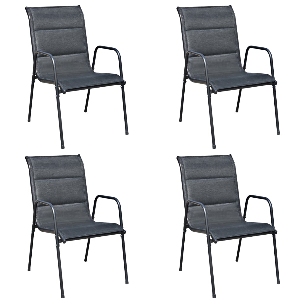 vidaXL 5 Piece Patio Dining Set Steel Black