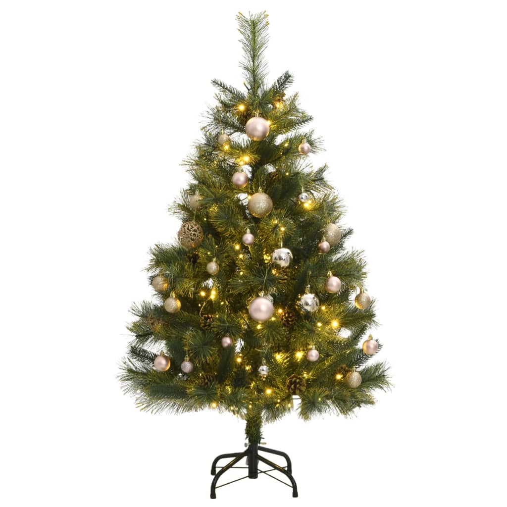 vidaXL Artificial Hinged Christmas Tree 150 LEDs & Ball Set 47.2"