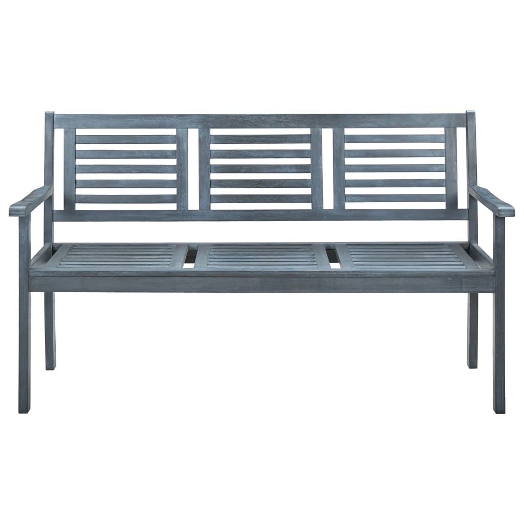 vidaXL 3-Seater Patio Bench 59.1" Gray Solid Eucalyptus Wood