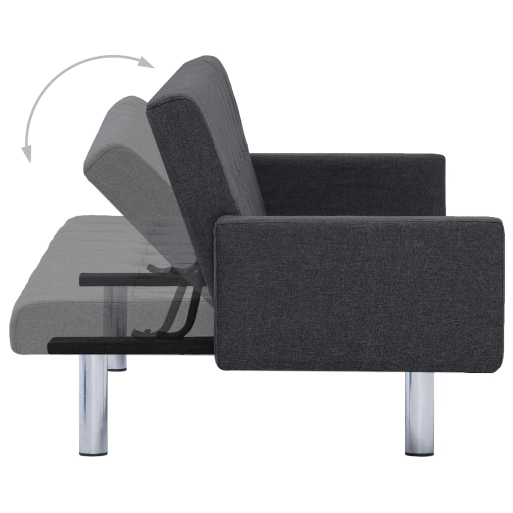 vidaXL Sofa Bed with Armrest Dark Gray Fabric