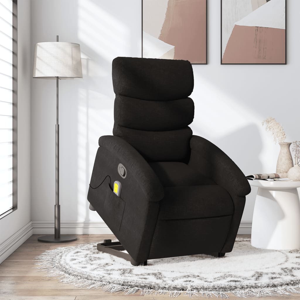 vidaXL Stand up Massage Recliner Chair Black Fabric