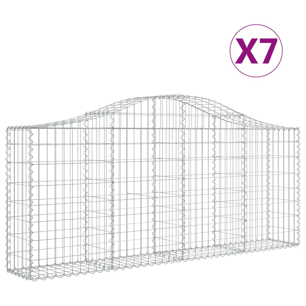 vidaXL Arched Gabion Baskets 7 pcs 78.7"x11.8"x31.5"/39.4" Galvanized Iron