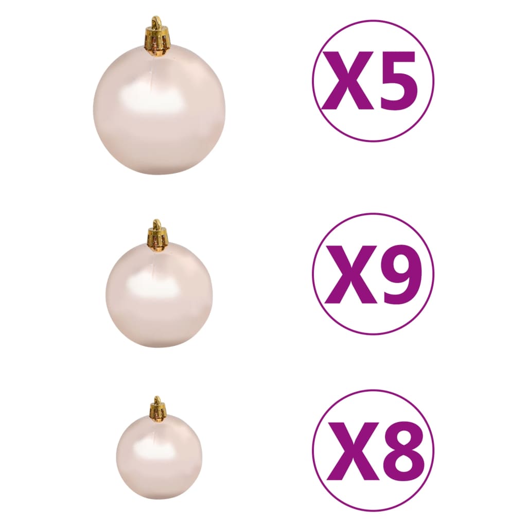 vidaXL Artificial Pre-lit Christmas Tree with Ball Set Pink 47.2" PVC