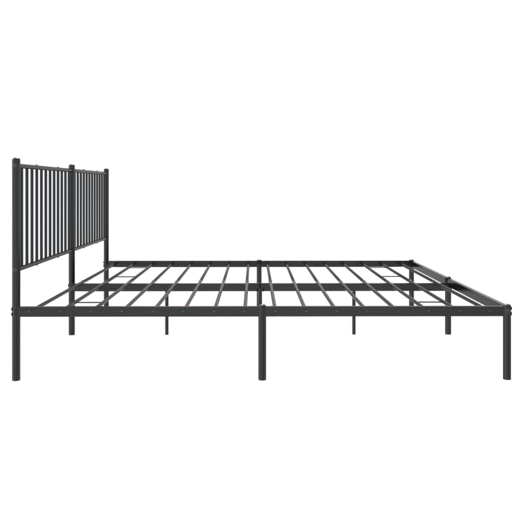 vidaXL Metal Bed Frame without Mattress with Headboard Black 76"x79.9"