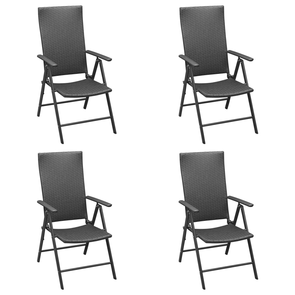 vidaXL 5 Piece Patio Dining Set Black Poly Rattan