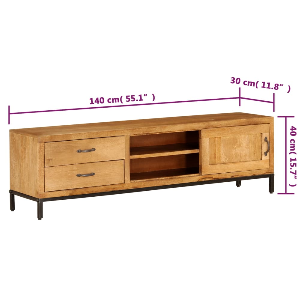 vidaXL TV Stand Solid Wood Mango 55.1"x11.8"x15.7"