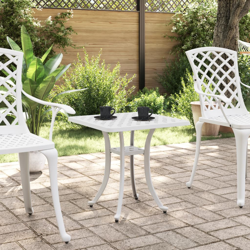 vidaXL Patio Table White 20.9"x20.9"x20.9" Cast Aluminum