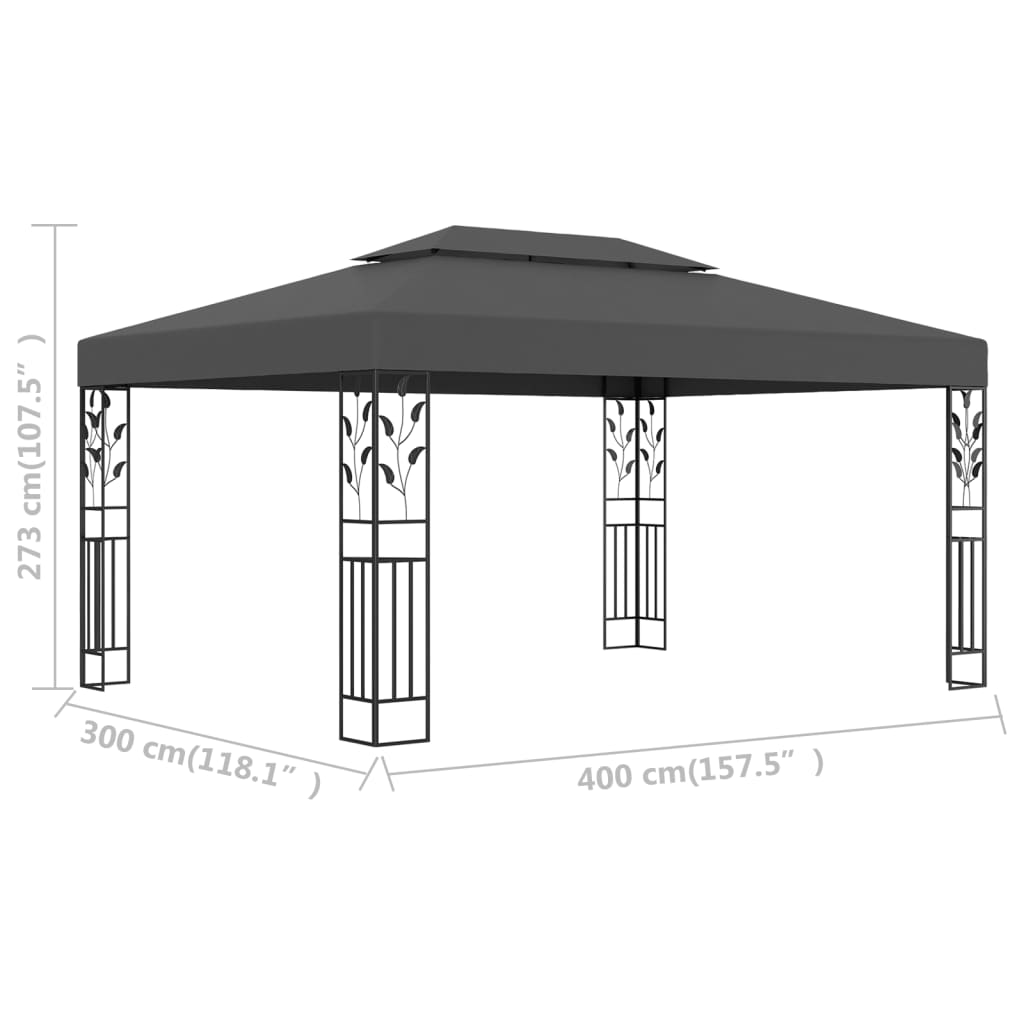 vidaXL Gazebo with Double Roof 118.1"x157.5" Anthracite