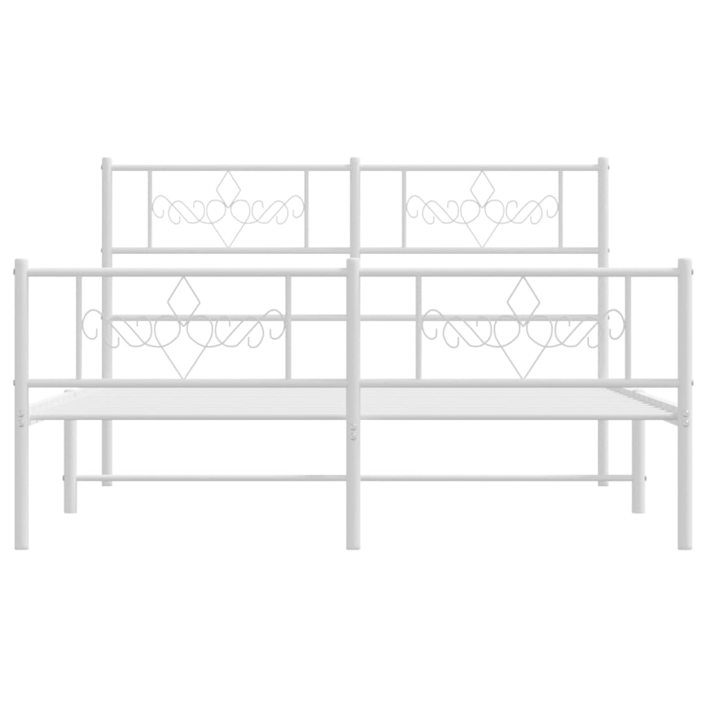 vidaXL Metal Bed Frame without Mattress with Footboard White 53.1"x74.8"