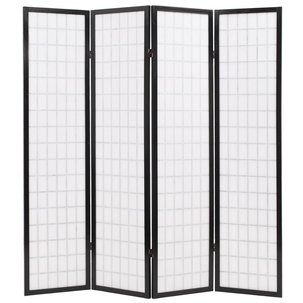 vidaXL Folding 4-Panel Room Divider Japanese Style 63"x66.9" Black