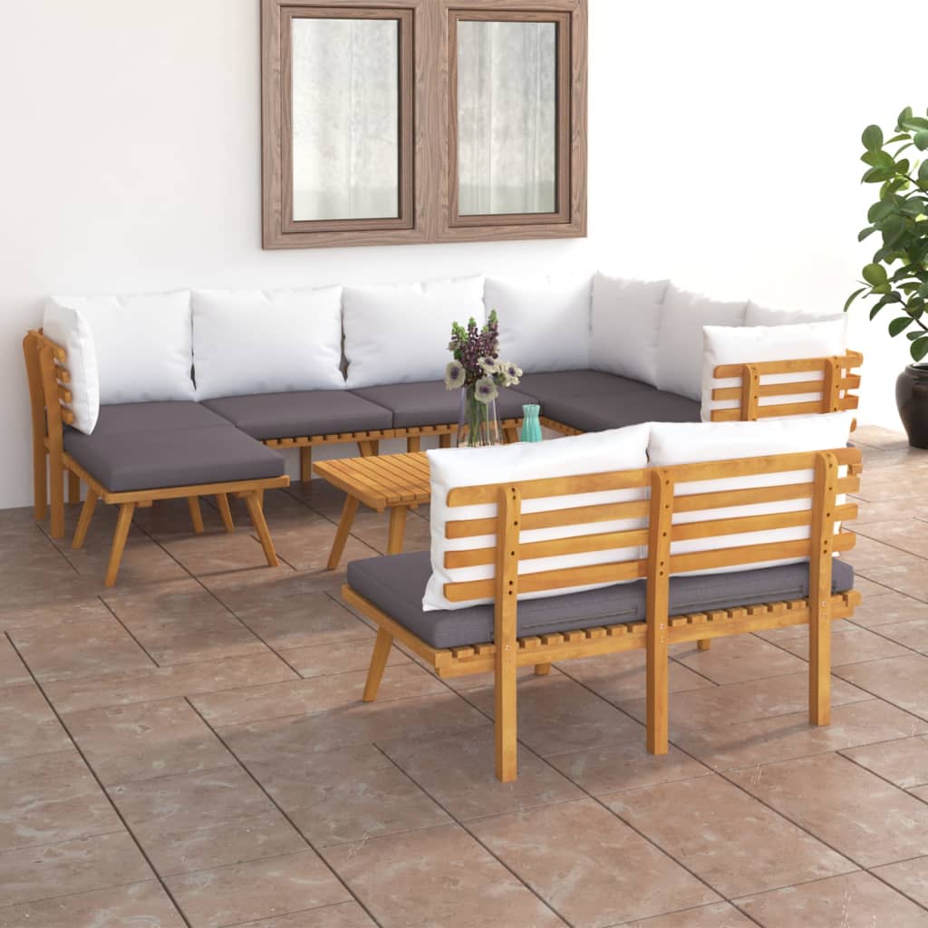 vidaXL 9 Piece Patio Lounge Set with Cushions Solid Acacia Wood