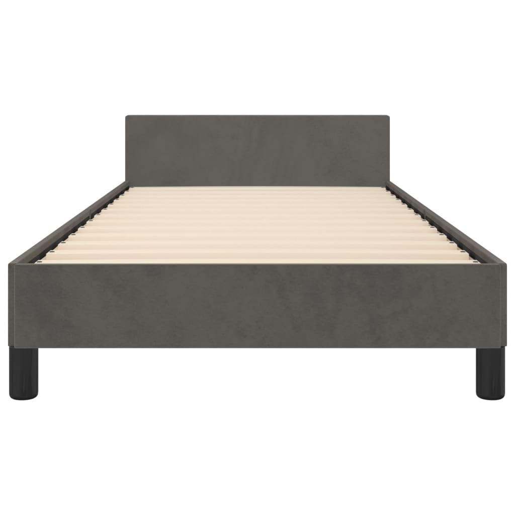 vidaXL Bed Frame with Headboard Dark Gray 39.4"x79.9" Twin XL Velvet