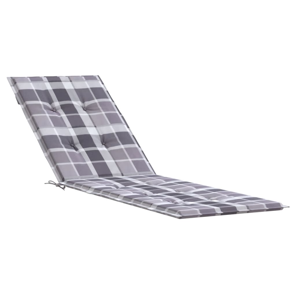 vidaXL Deck Chair Cushion Gray Check Pattern (29.5"+41.3")x19.7"x1.6"