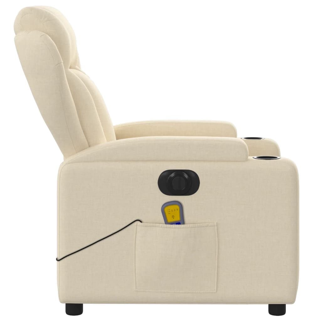 vidaXL Electric Massage Recliner Chair Cream Fabric