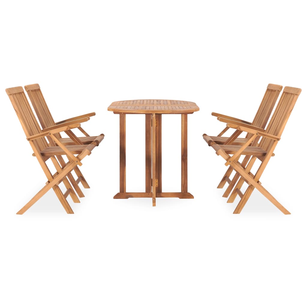 vidaXL 5 Piece Folding Patio Dining Set Solid Teak Wood