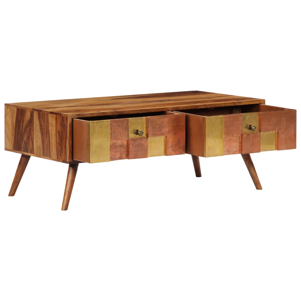 vidaXL Coffee Table 39.4"x19.7"x15.4" Solid Sheesham Wood