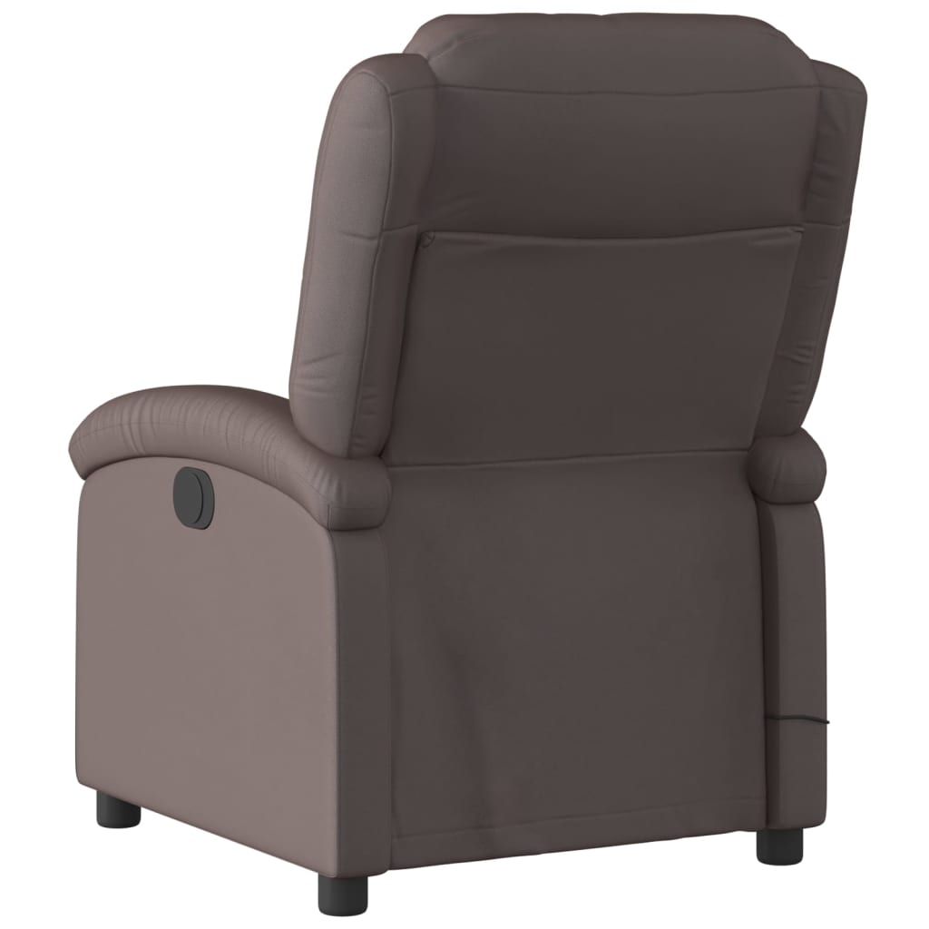 vidaXL Massage Recliner Chair Dark Brown Real Leather