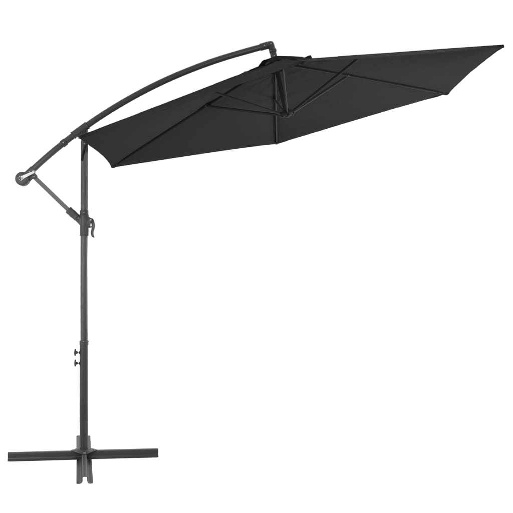 vidaXL Cantilever Garden Parasol with Aluminum Pole 118.1" Black