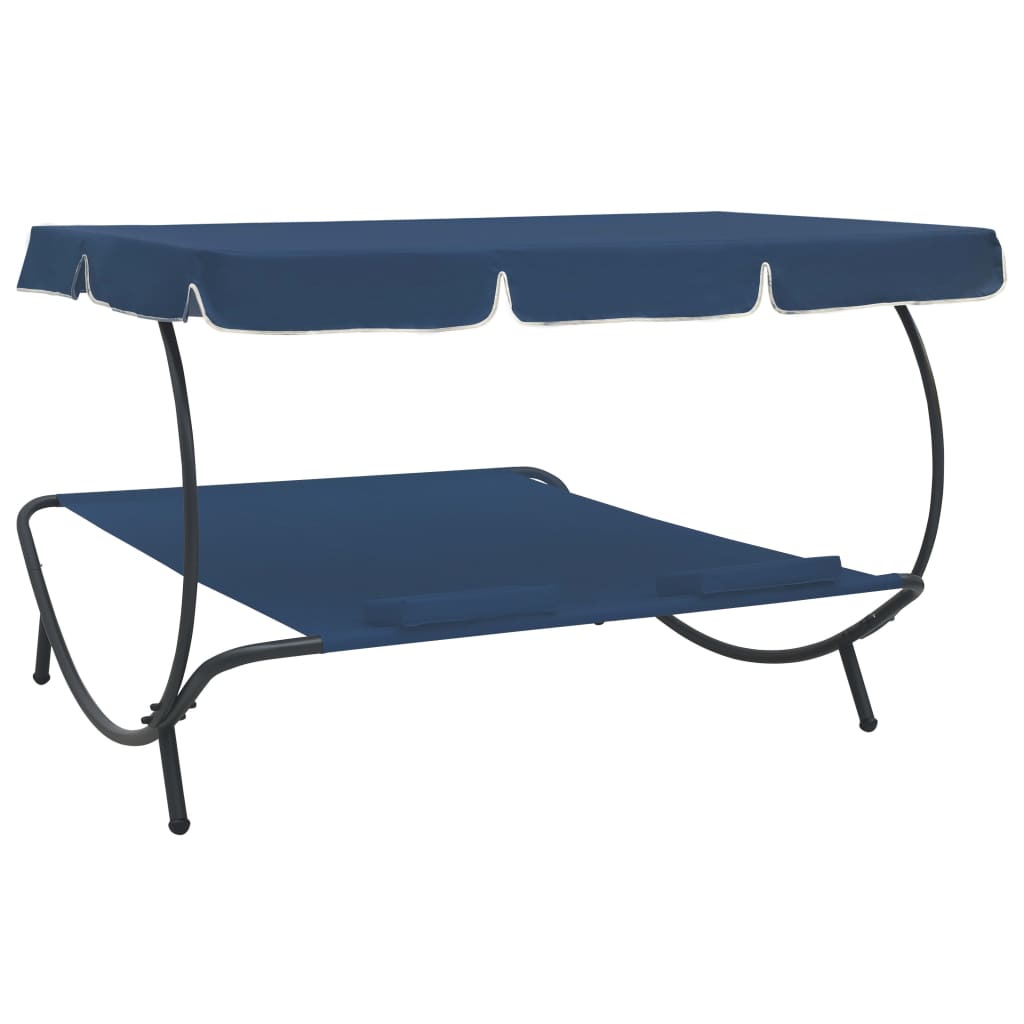 vidaXL Patio Lounge Bed with Canopy and Pillows Blue