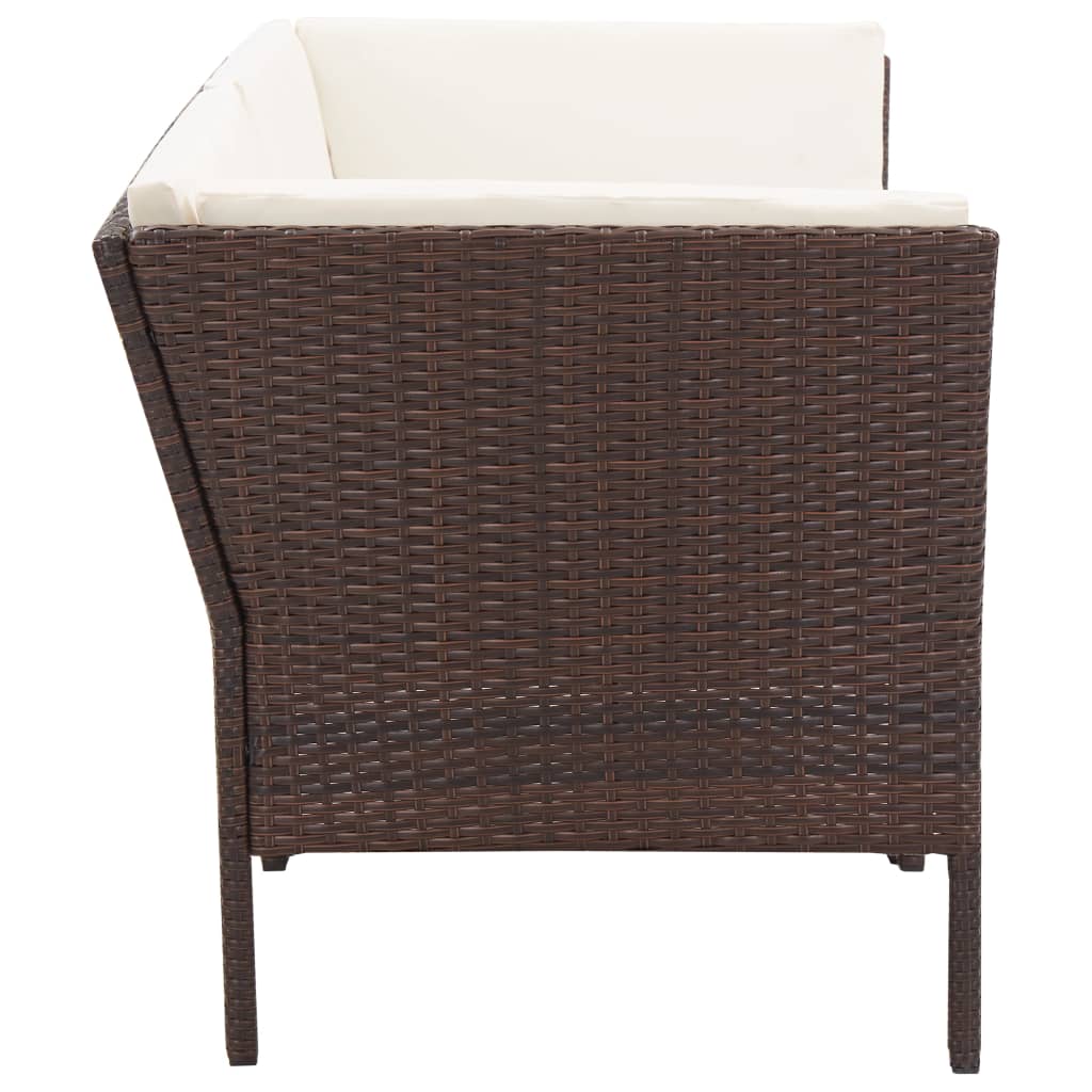 vidaXL 8 Piece Patio Lounge Set with Cushions Poly Rattan Brown