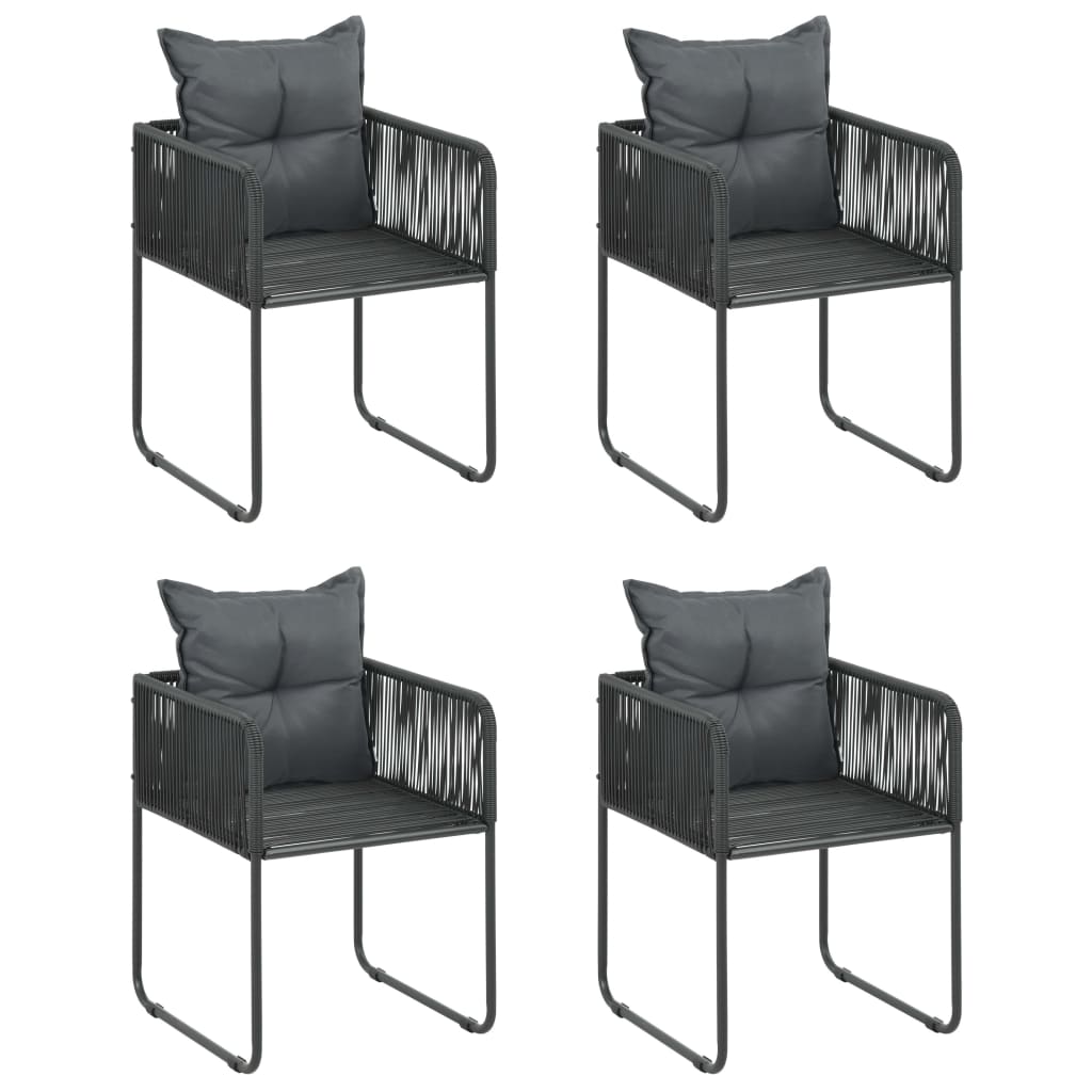 vidaXL 5 Piece Patio Dining Set PVC Rattan Black