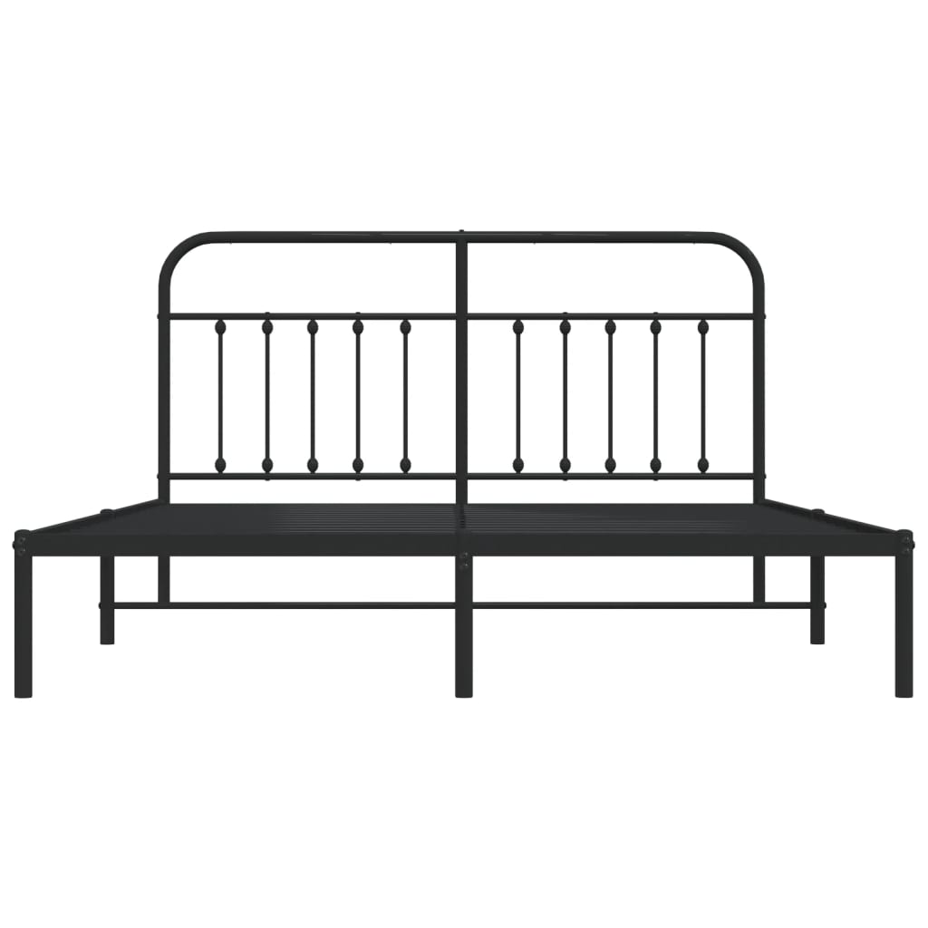 vidaXL Metal Bed Frame without Mattress with Headboard Black 72"x83.9"