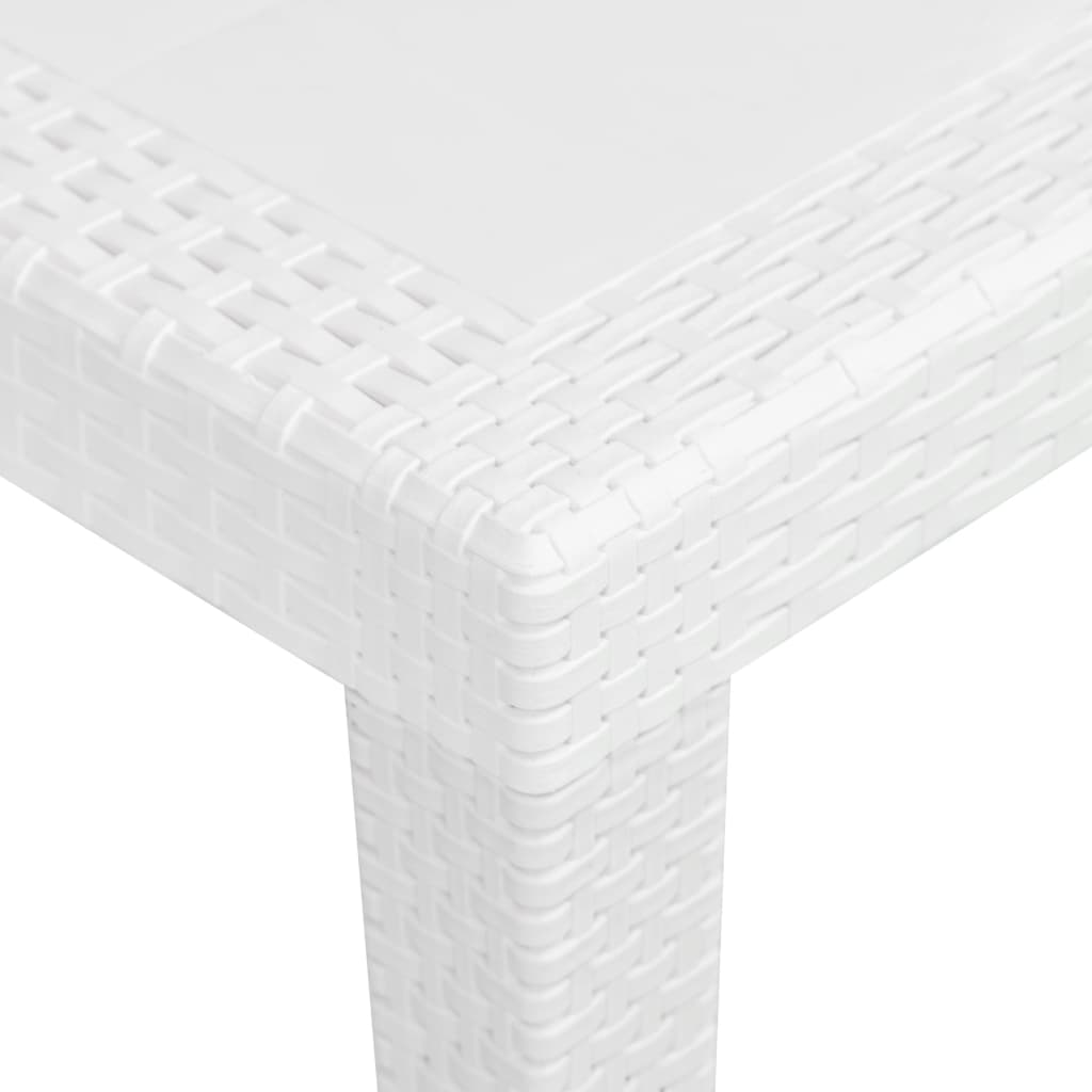 vidaXL Patio Table White 31.1"x31.1"x28.3" Plastic Rattan Look