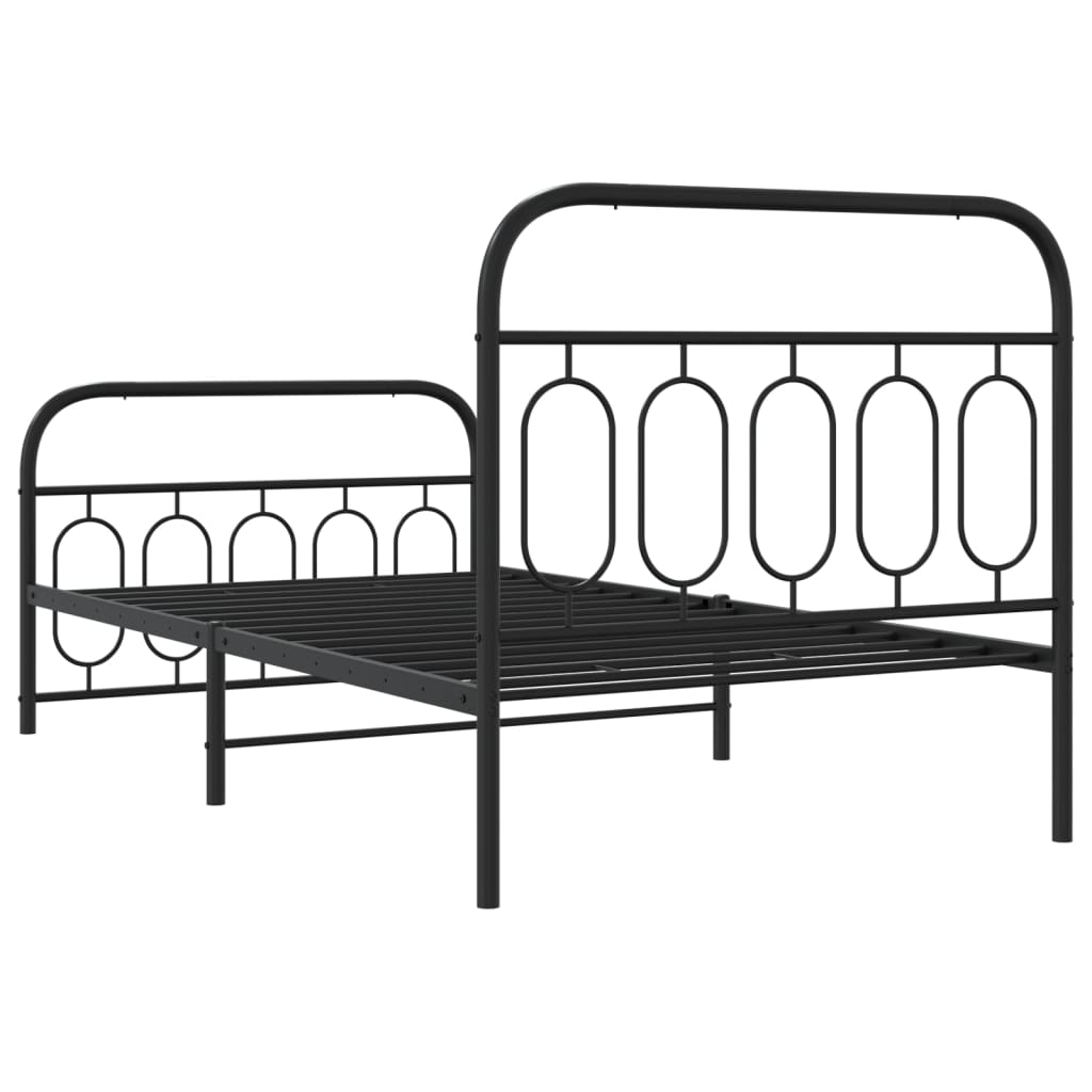 vidaXL Metal Bed Frame without Mattress with Footboard Black 39.4"x78.7"