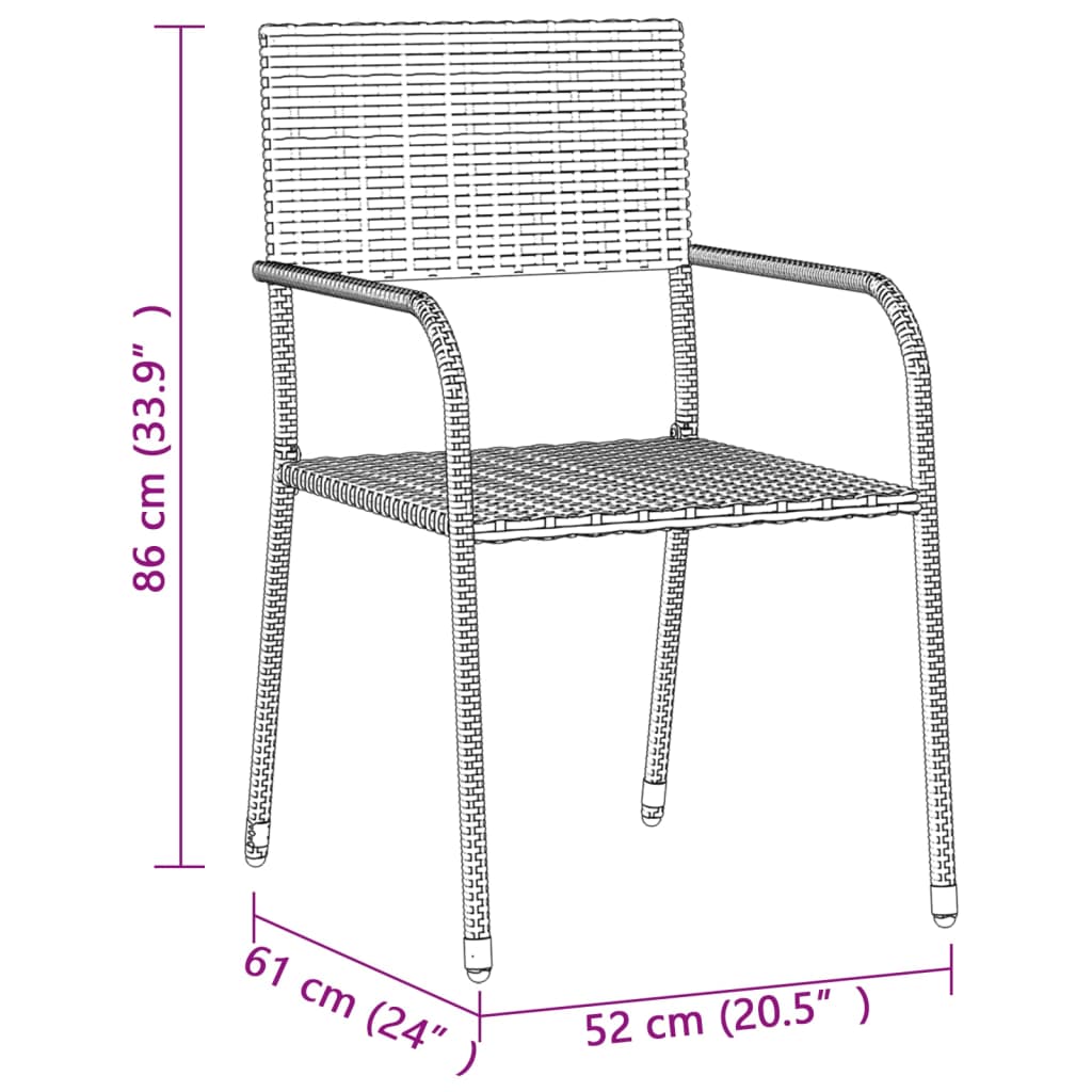 vidaXL 3 Piece Patio Dining Set Poly Rattan Black